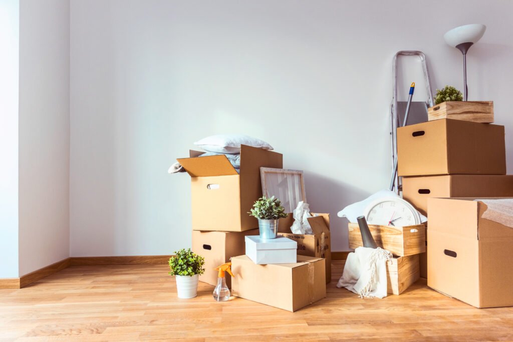 Clearing out items in cardboard boxes